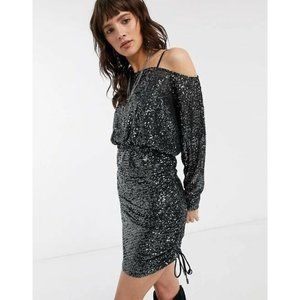 Free People Giselle Mini Dress Black Sequins Party
